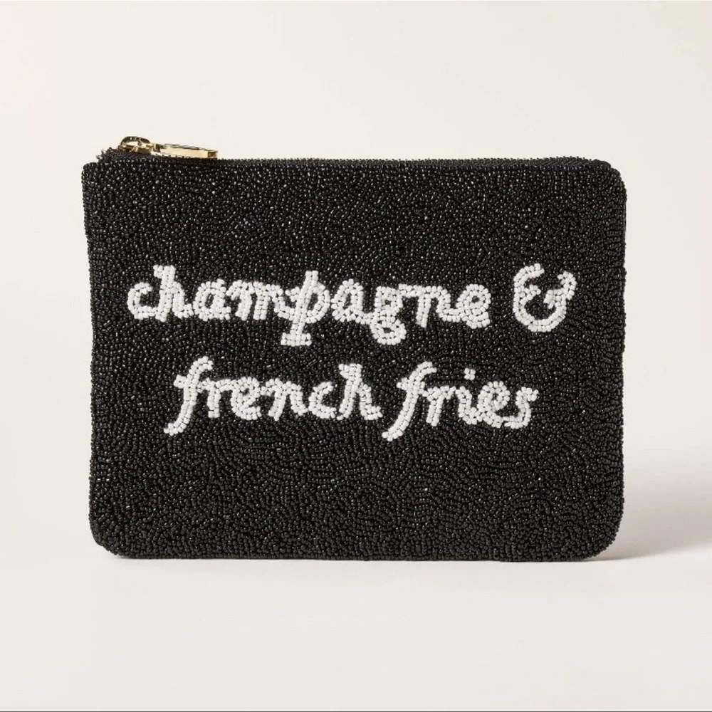Kate Spade x Target Champange and French Fries Black Beaded Clutch